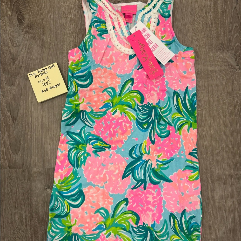 Lilly Pulitzer Pink and Green Mini Harper shift Dress